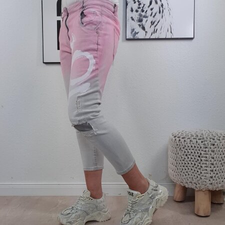 Sexy Woman Jeans Love Grau/Pink