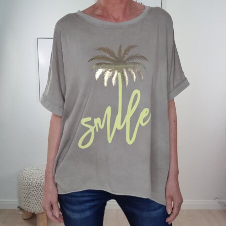 Vokuhila Oversized Shirt Palm- One Size Taupe