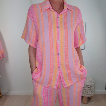 Kurzarm Musselin Bluse Ethno- One Size