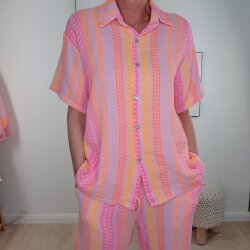 Kurzarm Musselin Bluse Ethno- One Size