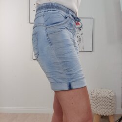Karostar Damen Jeans Shorts, Jogger Denim, S-XXL, Kurze Hose mit Gummibund, 5 Pocket