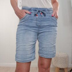 Karostar Damen Jeans Shorts, Jogger Denim, S-XXL, Kurze Hose mit Gummibund, 5 Pocket