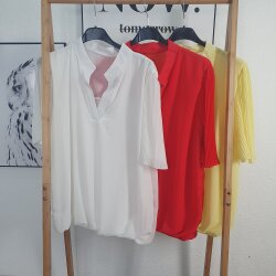 Halbarm Blusen Shirt Plissee- One Size
