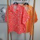 Kurzarm Musselin Bluse Animal- One Size