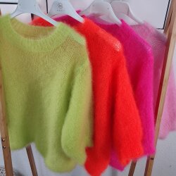 Halbarm Mohair Pullover Fluffy Short- One Size