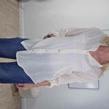 Leichte Vintage Washed Bluse One Size Wollweiss