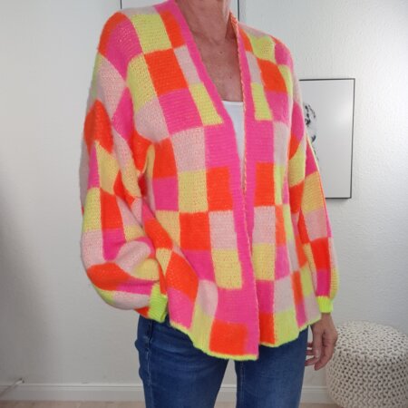Cardigan Neon Chess- One Size