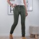 Jewelly Damen Stretch Mom Jeans| Slim Boyfriend Style| Zipper und Knopf Khaki-XL