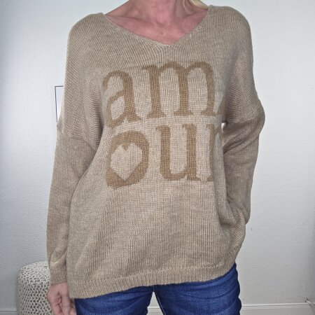 V- Neck Pulli Amour- One Size