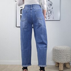JEWELLY Damen Mid Waist Mom Jeans, Straight Leg, Karotten Denim Hose