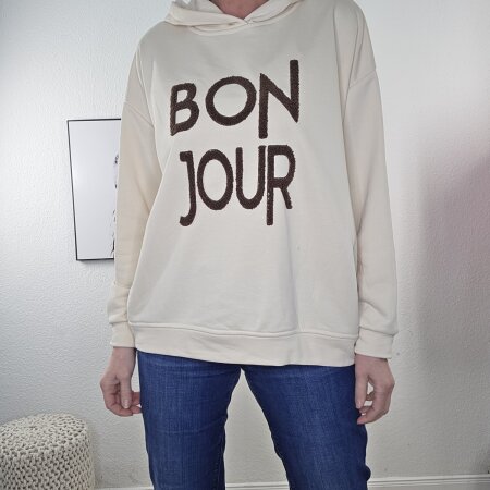 Hoodie Bon Jour- One Size Vanilla