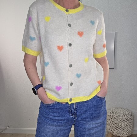 Halbarm Cardigan Heart-One Size