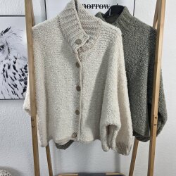 Cardigan mit Strick Kragen- One Size