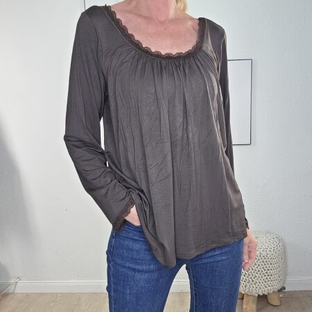 Langarmshirt mit Spitze- One Size