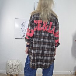 Flanell Karo Hemd mit Neon Rücken Print- One Size