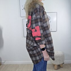 Flanell Karo Hemd mit Neon Rücken Print- One Size