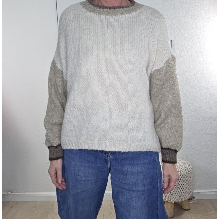 Rundhals Pullover Bicolor- One Size