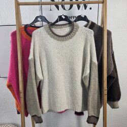 Rundhals Pullover Bicolor- One Size