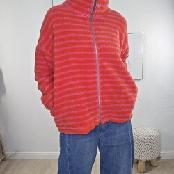 Teddy Jacke mit Streifen- One Size