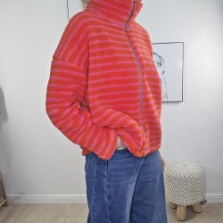 Teddy Jacke mit Streifen- One Size