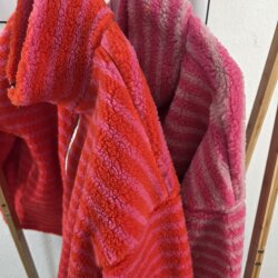 Teddy Jacke mit Streifen- One Size