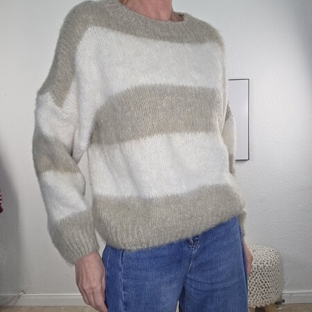 Blockstreifen Kuschel Pullover- One Size