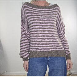 Streifen Pullover mit U-Boot Ausschnitt- One Size