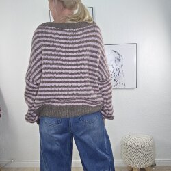 Streifen Pullover mit U-Boot Ausschnitt- One Size