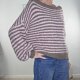 Streifen Pullover mit U-Boot Ausschnitt- One Size