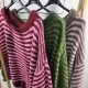 Streifen Pullover mit U-Boot Ausschnitt- One Size