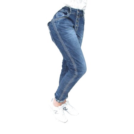 Karostar Stretch Baggy Boyfriend Jeans Nieten Seitenstreifen