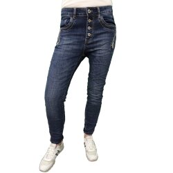 Karostar Denim Stretch Baggy-Boyfriend-Jeans boyfriend 4 Knöpfe offene Knopfleiste weitere Farben
