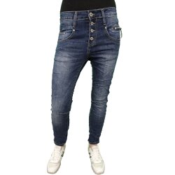 Karostar Denim Stretch Baggy-Boyfriend-Jeans boyfriend 4 Knöpfe offene Knopfleiste weitere Farben