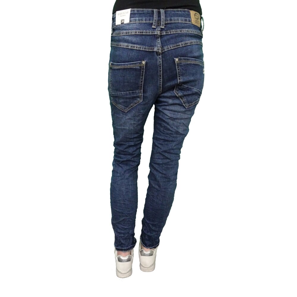 Karostar Damen Jeans Stretch - Dunkle Waschung Mit Knopfleiste & Aufgesetzten Taschen | Figurbetonend
