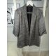 Glencheck Karo offener Blazer silber grau 3/4 Ärmel