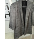 Glencheck Karo offener Blazer silber grau 3/4 Ärmel
