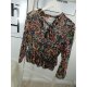 Schluppen Bluse Paisley Muser Rüschen Bluse schwarz one size