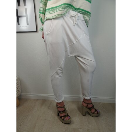Italy Damen Harems Hose |Freizeit Jogg Pants mit tiefen Schritt | Aladin Sweat mit schrägen Nähten