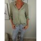 Italy Fashion Damen Bluse| leichtes  halb transparentes Fischerhemd| mit roll-up Sleeves und tiefen V-Ausschnitt