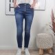 Jewelly Stretch Jeans| im Baggy Boyfriend Schnitt| Damen Hose mit dekorativer Knopfleiste| Perfekter Sitz dark denim-M