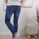 Jewelly Stretch Jeans| im Baggy Boyfriend Schnitt| Damen Hose mit dekorativer Knopfleiste| Perfekter Sitz dark denim-M