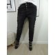 Karostar Stretch Jeans| im Baggy Boyfriend Schnitt| Damen Hose mit dekorativer Knopfleiste| Perfekter Sitz washed black XL