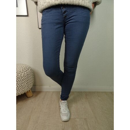 Buena Vista Malibu | Damen Jeans Hose in coloured Denim | Stretch Denim Pants mit dekorativer Knopfleiste kornblume M Kornblume