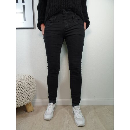 Buena Vista Florida | Damen Jeans Hose in coloured Denim | Stretch Denim Pants mit gedoppelten G&uuml;rtelschlaufen black XS