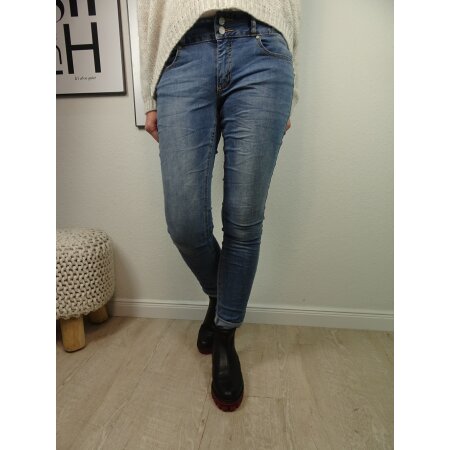 Buena Vista Tummyless Stretch Jeans | Schlankmachende Shaping Denim Hose | Figur formend für alle Größen | lange Jeanshose light stone XL