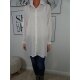 Italy Fashion lange elegante Hemd Bluse aus Viskose Crepe one size wei&szlig;