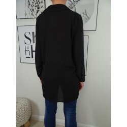Italy Fashion lange elegante Hemd Bluse aus Viskose Crepe one size schwarz
