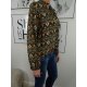 Italy Fashion Bluse Tunika im Retro Print mit Stehkragen one size gr&uuml;n