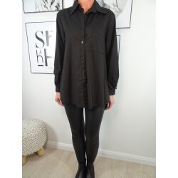 Italy Fashion lange VoKuHiLa  Hemd Bluse aus Baumwolle one size schwarz