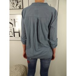 taly Fashion Bluse lockere Tunika mit Roll-up-Ärmeln